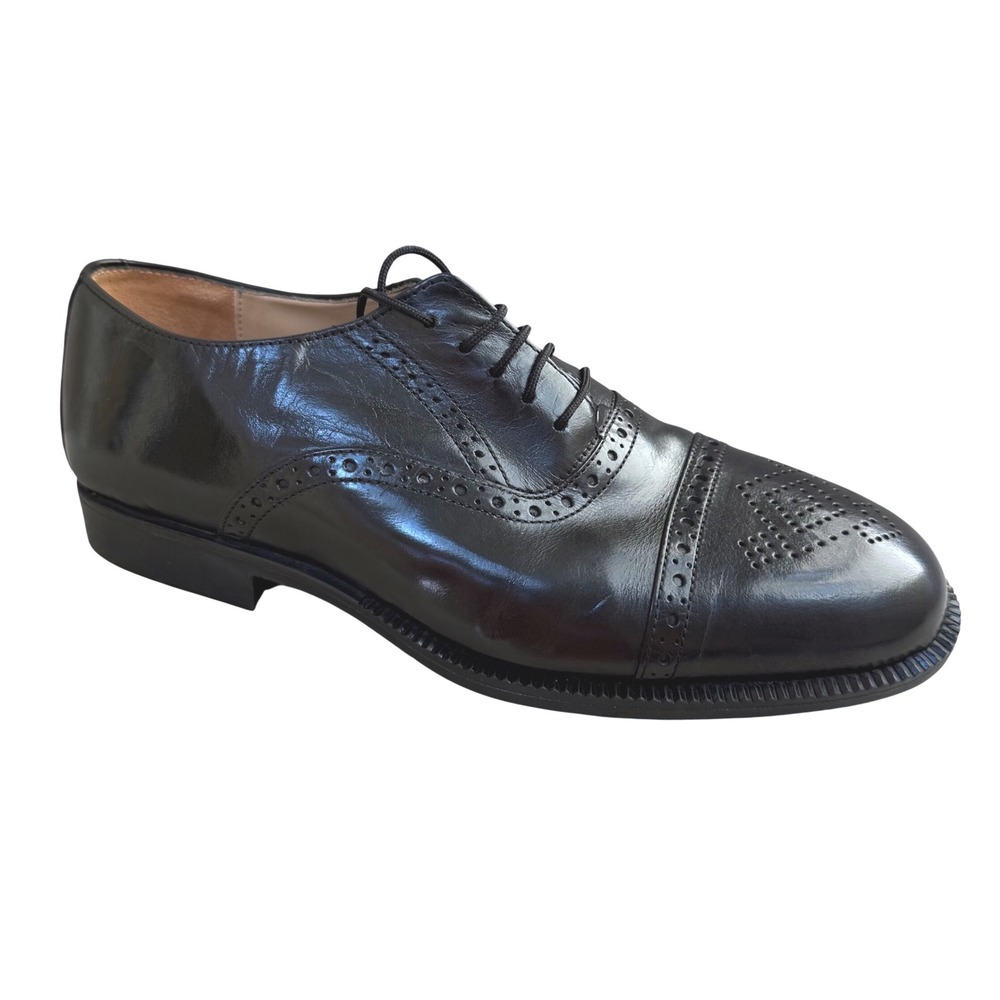Adolfo Mens Black Leather Cap Toe Oxford Brogue Shoes Size 11 W 3791/1 Italy New